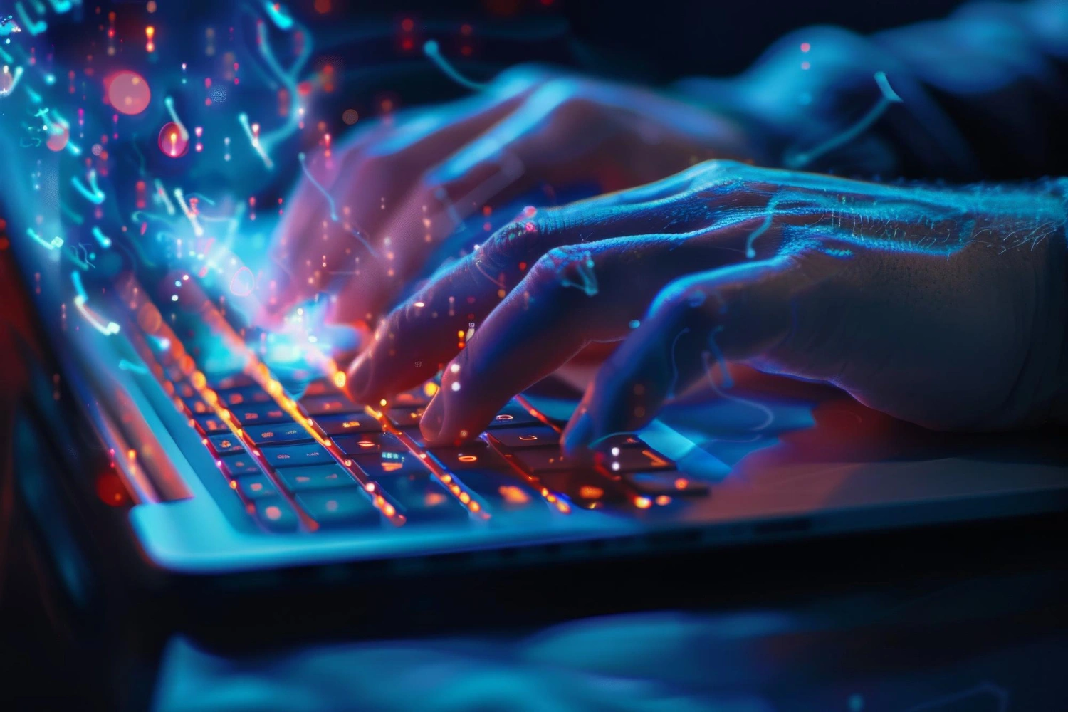 a man is using his laptop