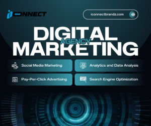 Simple infographic showing how Google Analytics, Facebook Insights, and SEO tools work together in digital marketing.