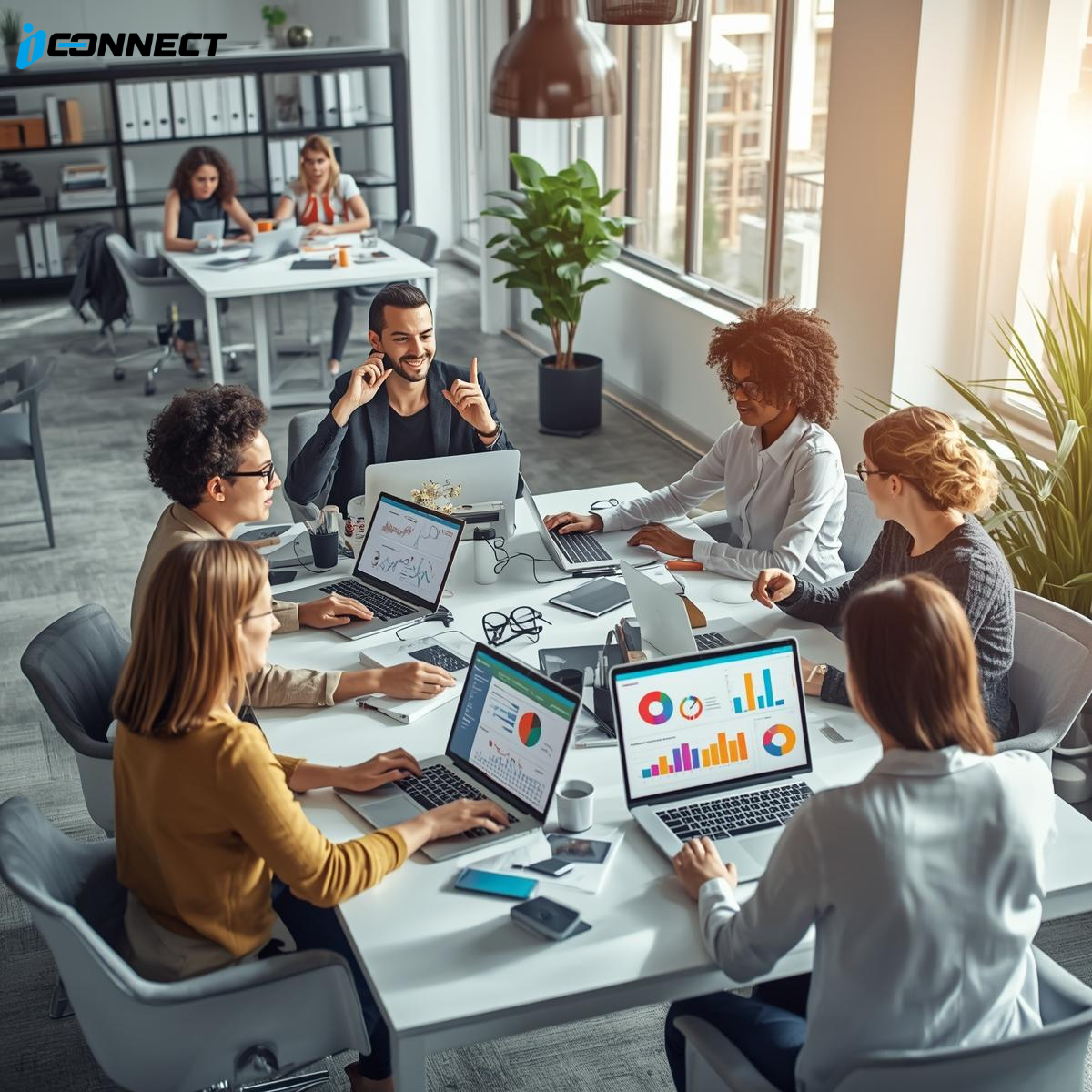 Team working on SEO, PPC, and social media marketing in the USA