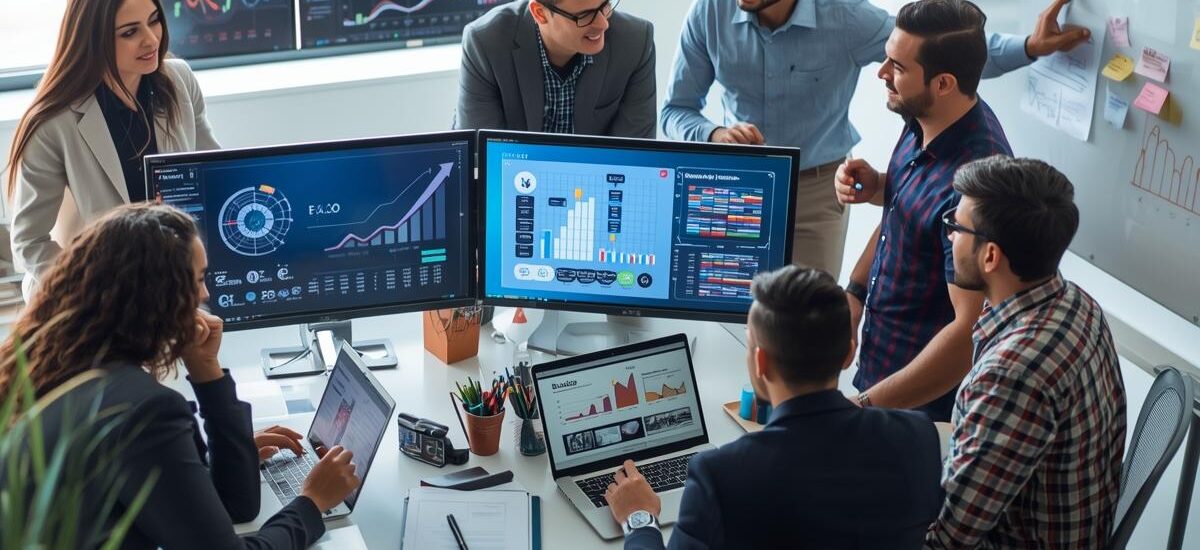 A team of top U.S. marketing experts working together on digital marketing strategies to help small businesses grow and boost online sales.