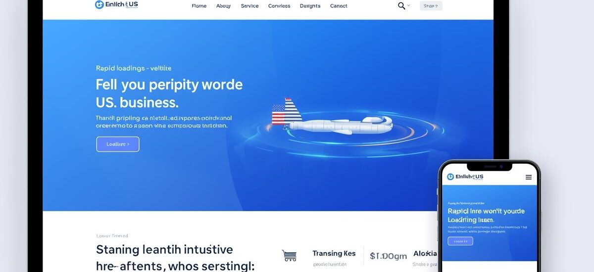 U.S. business website showing fast-loading pages and smooth user experience on laptop and mobile