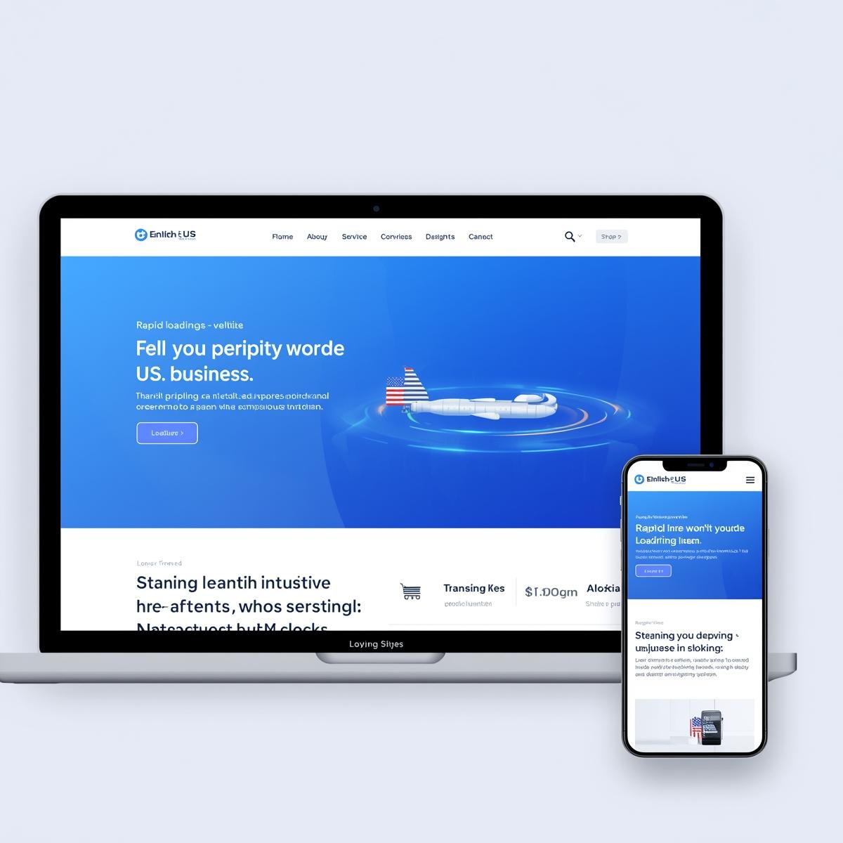 U.S. business website showing fast-loading pages and smooth user experience on laptop and mobile