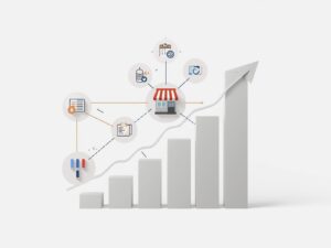 Simple visual representation of SEO growth showing a website moving upward on Google search results