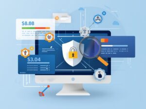 Software QA testing process illustration showing performance testing, security testing,