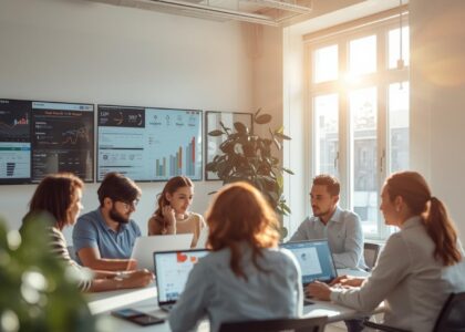 A modern digital marketing agency office in the USA,